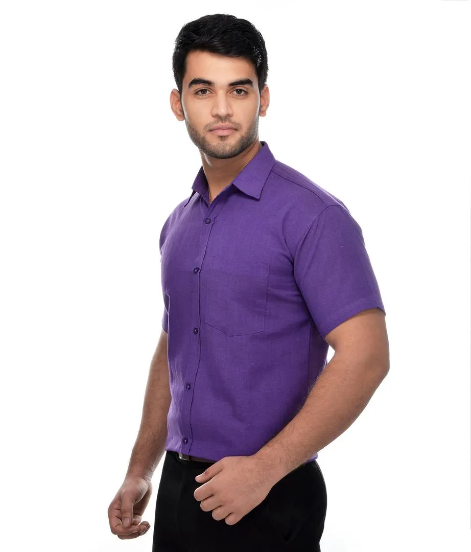 Purple Cotton Solid Regular Fit Formal Shirt