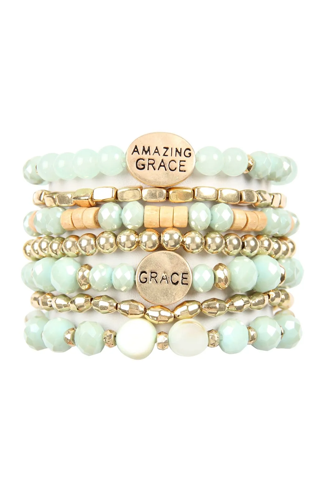 "Amazing Grace" Charm Mix Beads Bracelet