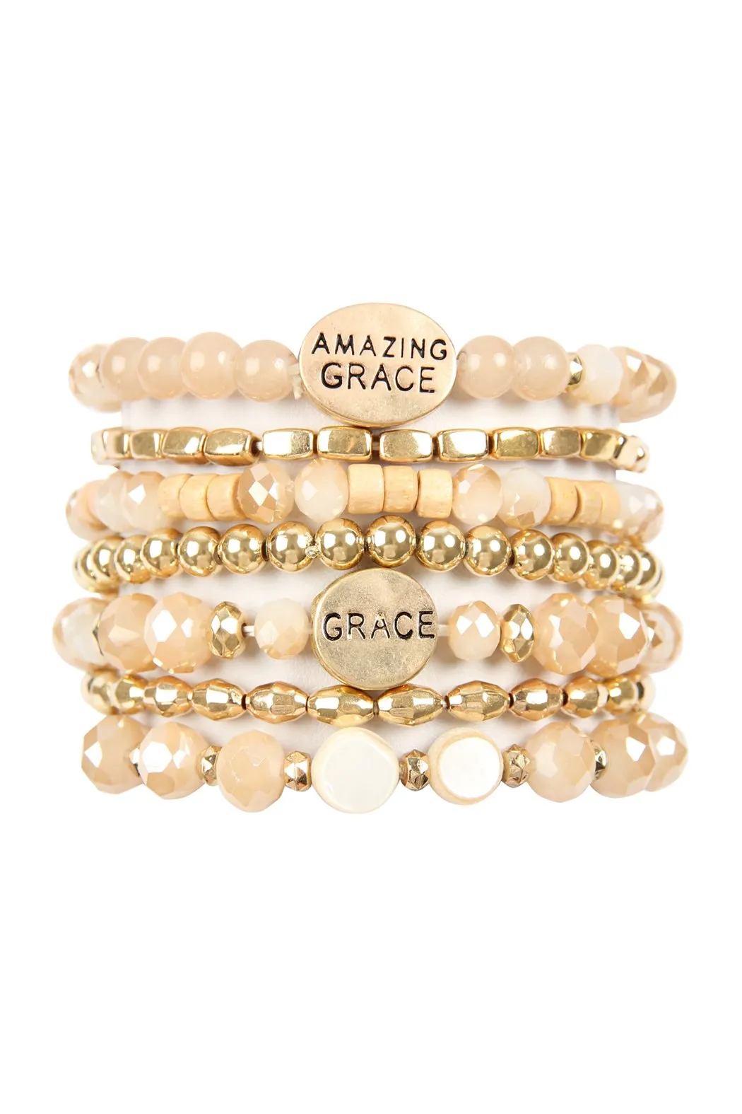 "Amazing Grace" Charm Mix Beads Bracelet