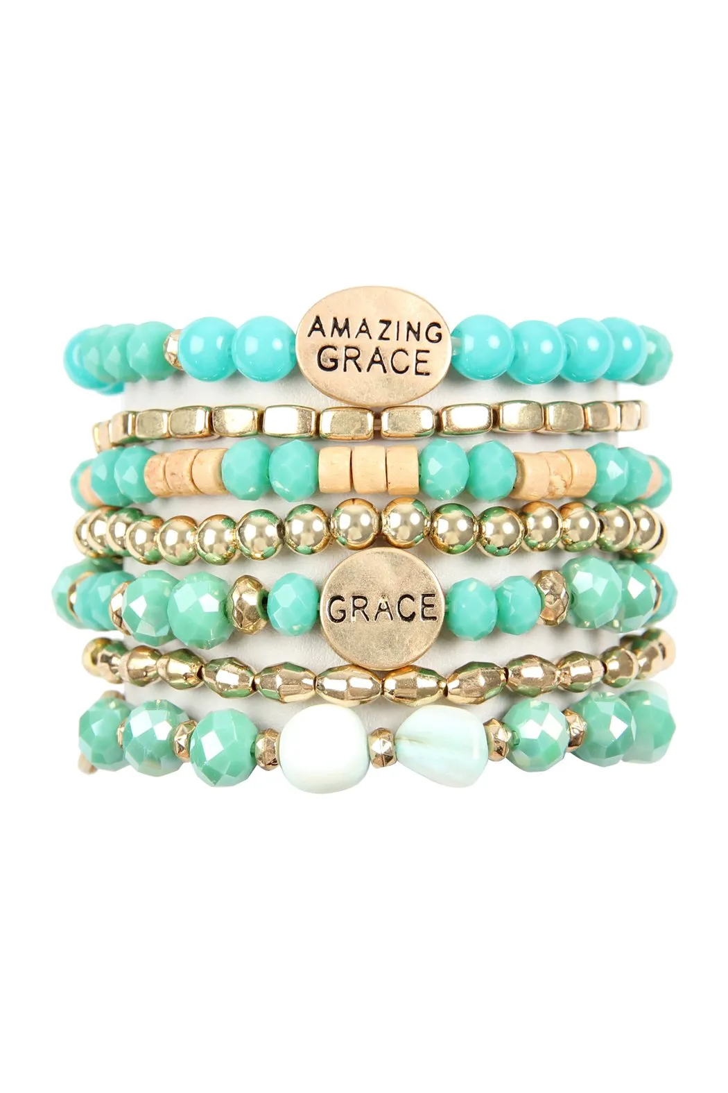 "Amazing Grace" Charm Mix Beads Bracelet