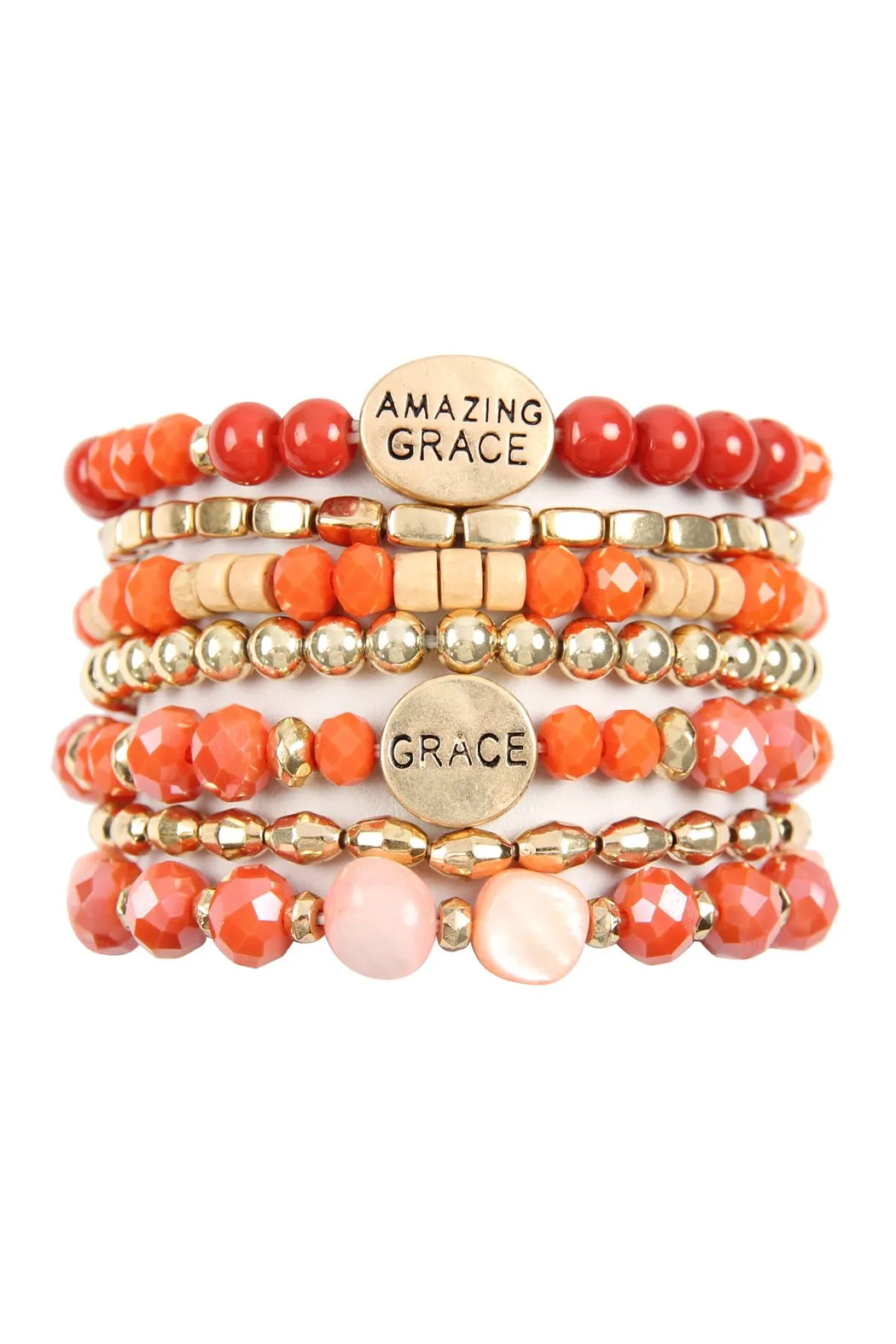 "Amazing Grace" Charm Mix Beads Bracelet