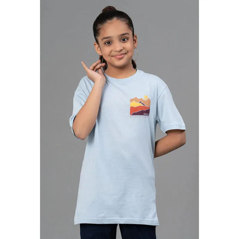 RedTape Unisex Kids T-Shirt- Best in Comfort| Cotton| Ice Blue Colour| Regular look| Round Neck pattern