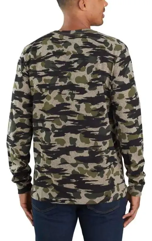 Relaxed Fit Heavyweight Long Sleeve Camo Logo Graphic T Shirt