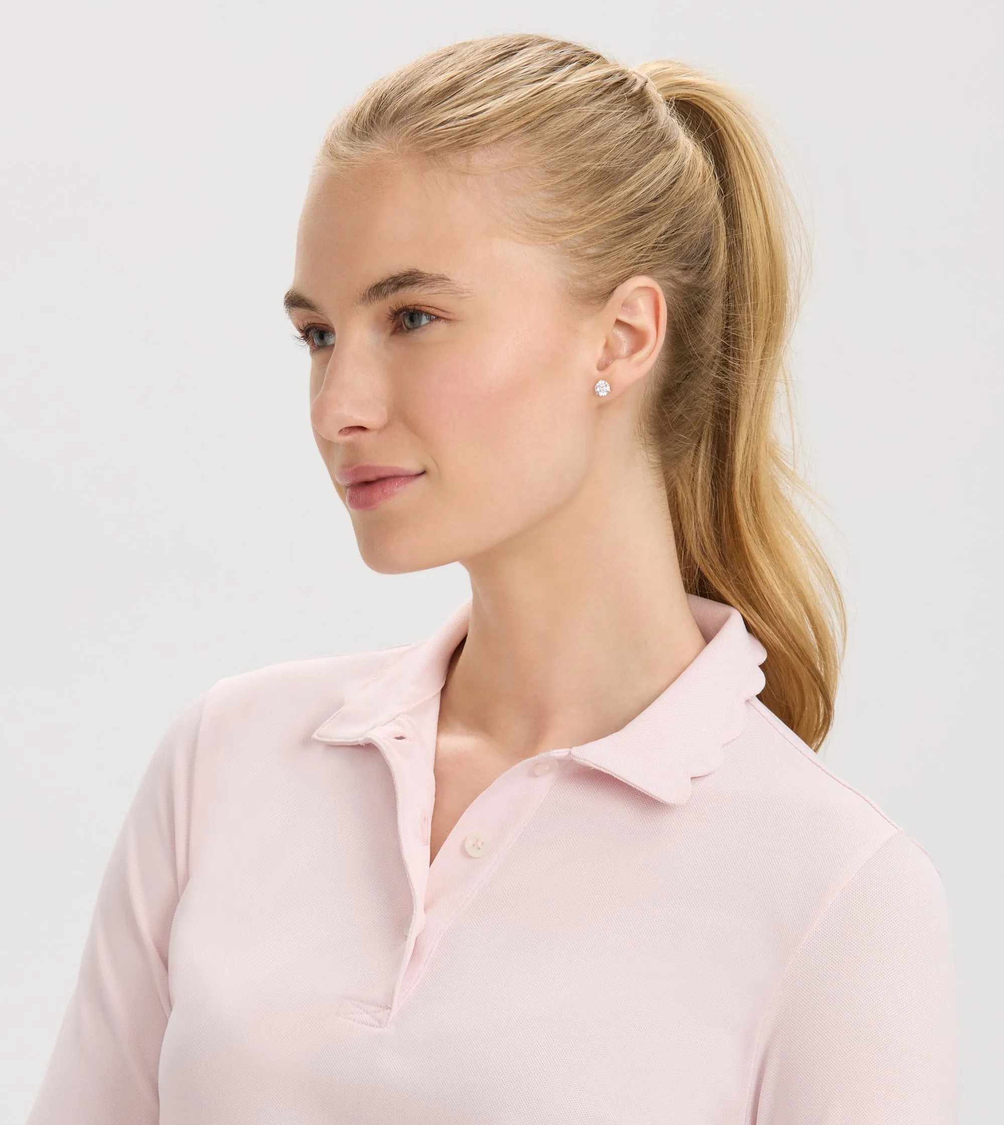 Renwick Scallop Collar Long Sleeve Polo