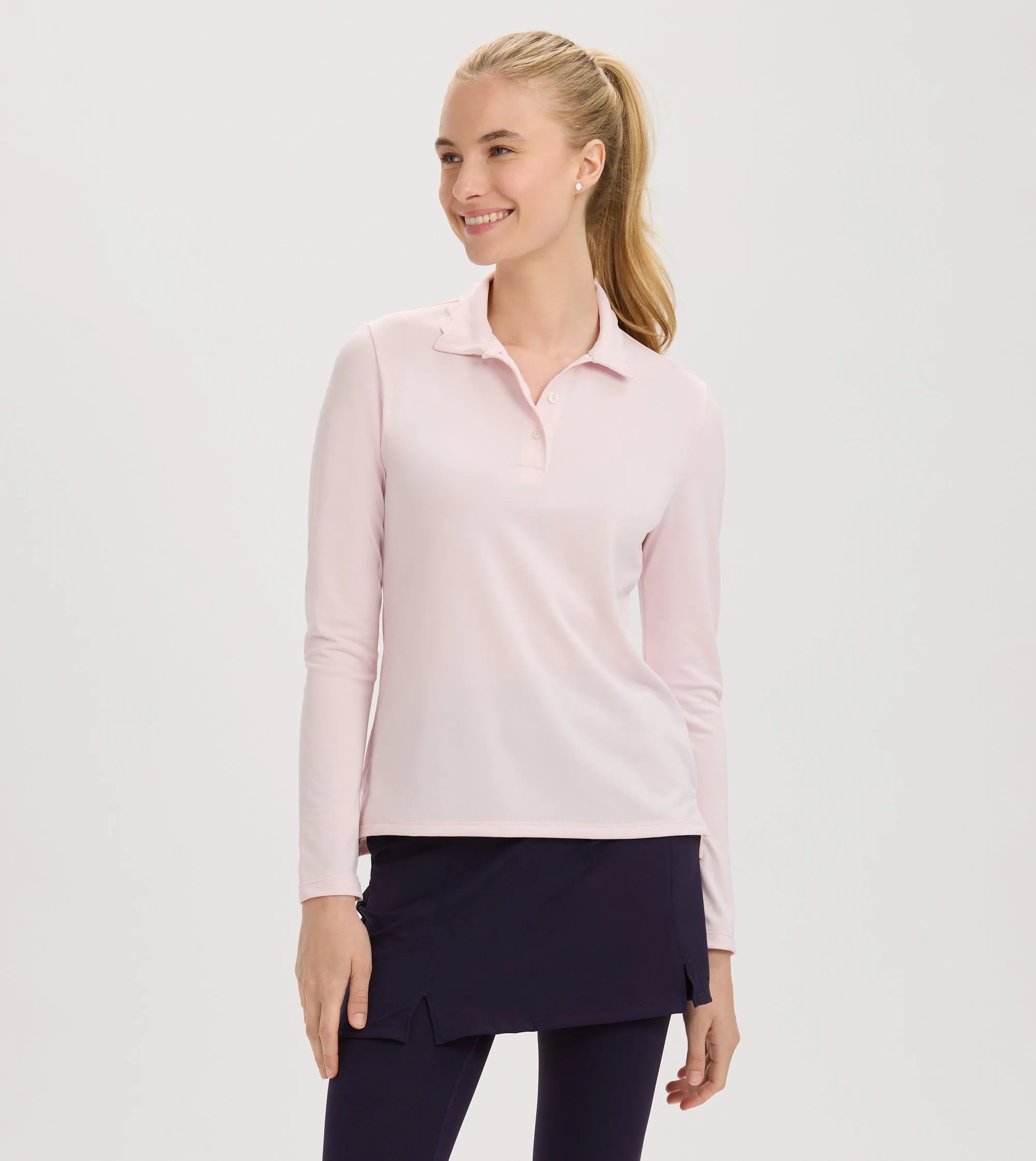 Renwick Scallop Collar Long Sleeve Polo