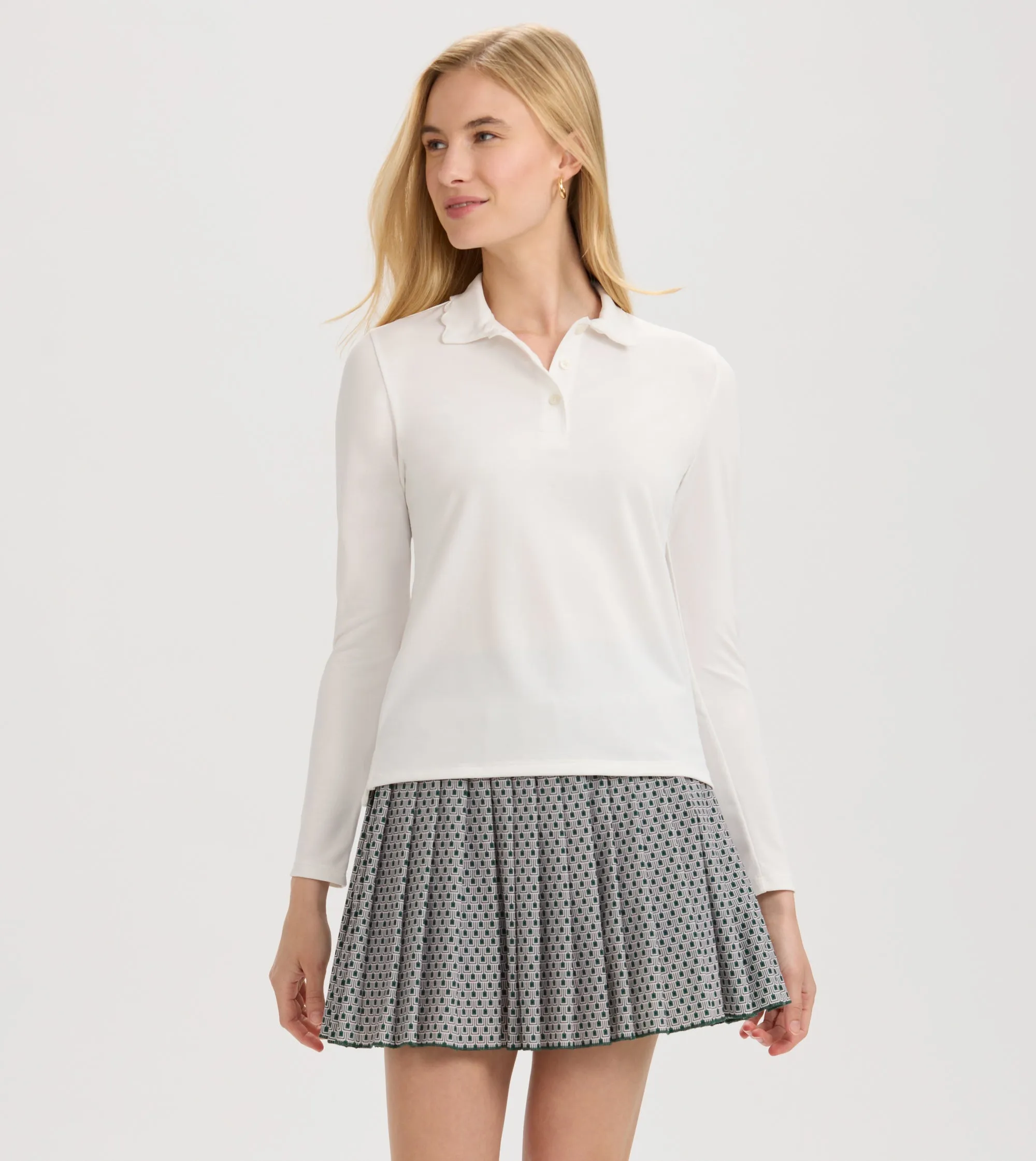 Renwick Scallop Collar Long Sleeve Polo