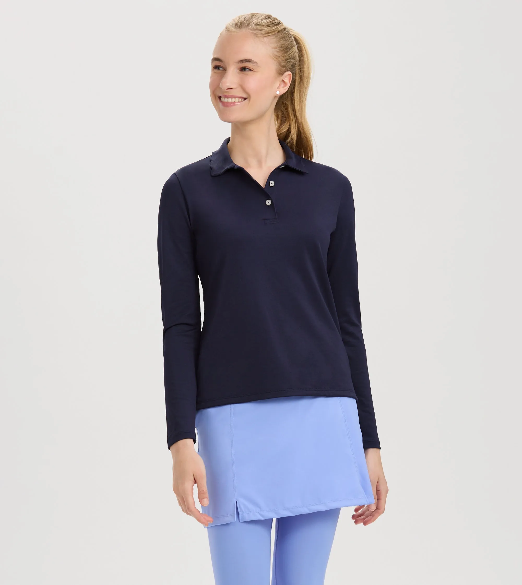 Renwick Scallop Collar Long Sleeve Polo