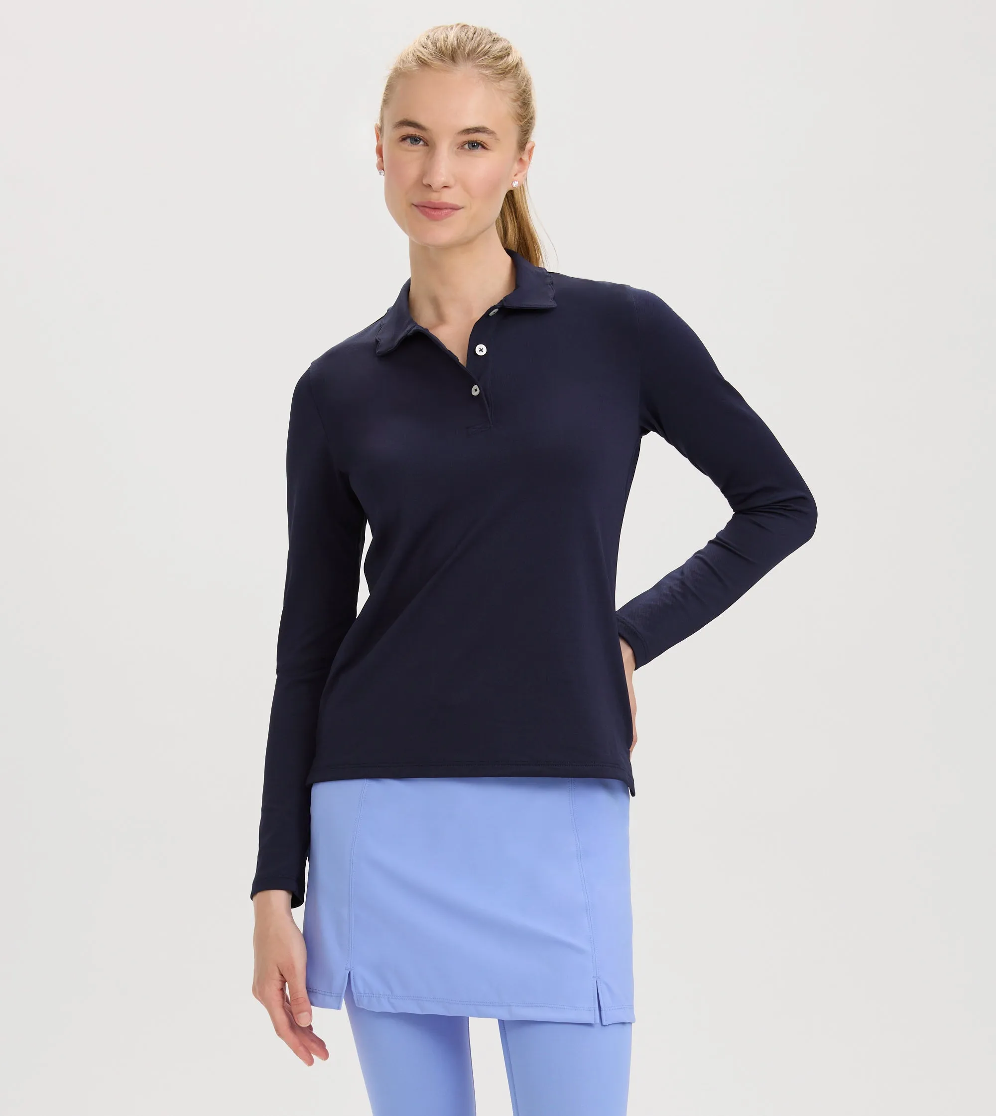 Renwick Scallop Collar Long Sleeve Polo