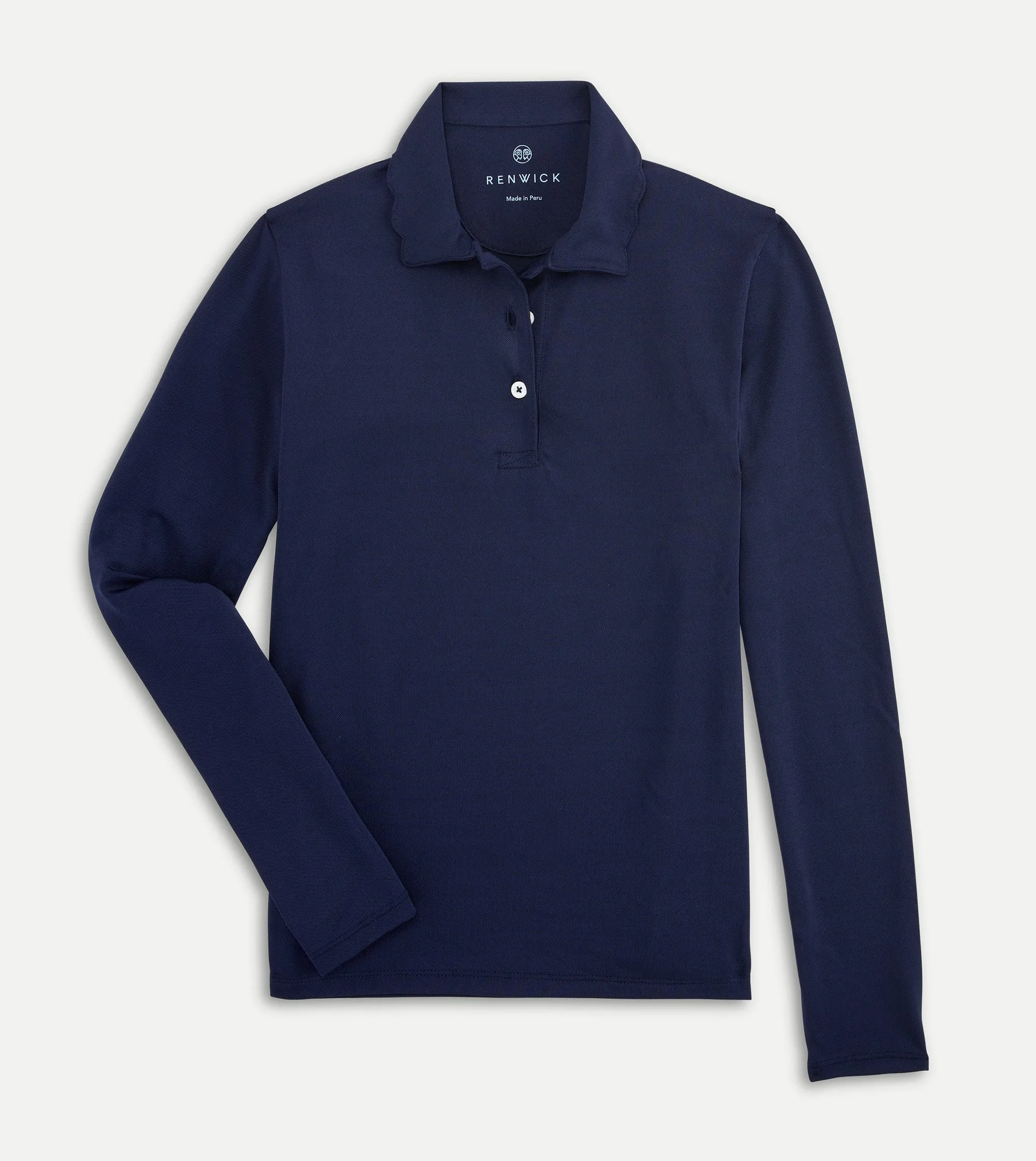 Renwick Scallop Collar Long Sleeve Polo