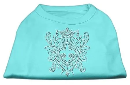 Rhinestone Fleur De Lis Shield Shirts Aqua XL (16)