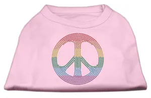 Rhinestone Rainbow Peace Sign Shirts Light Pink XXXL (20)