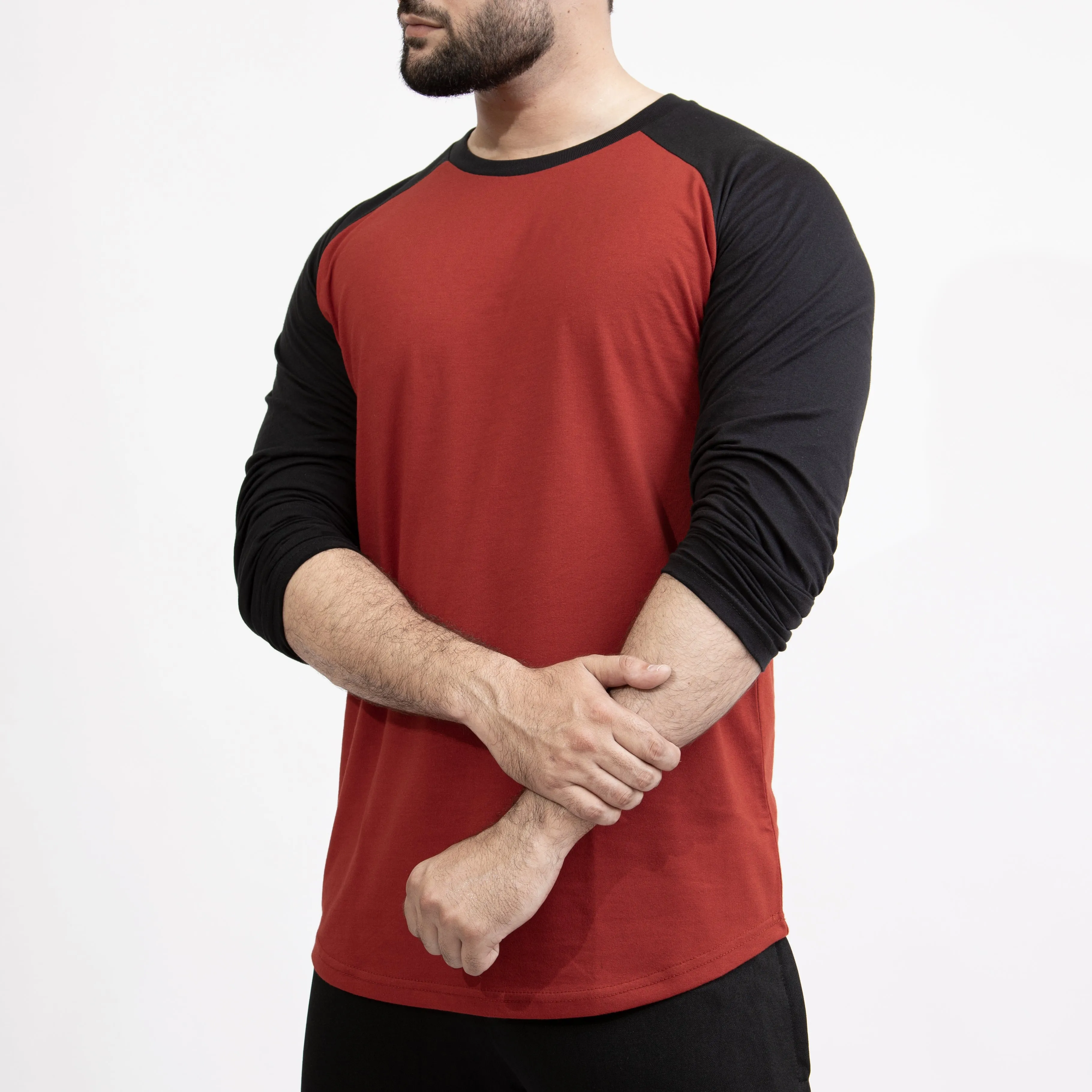 Rust & Black Raglan