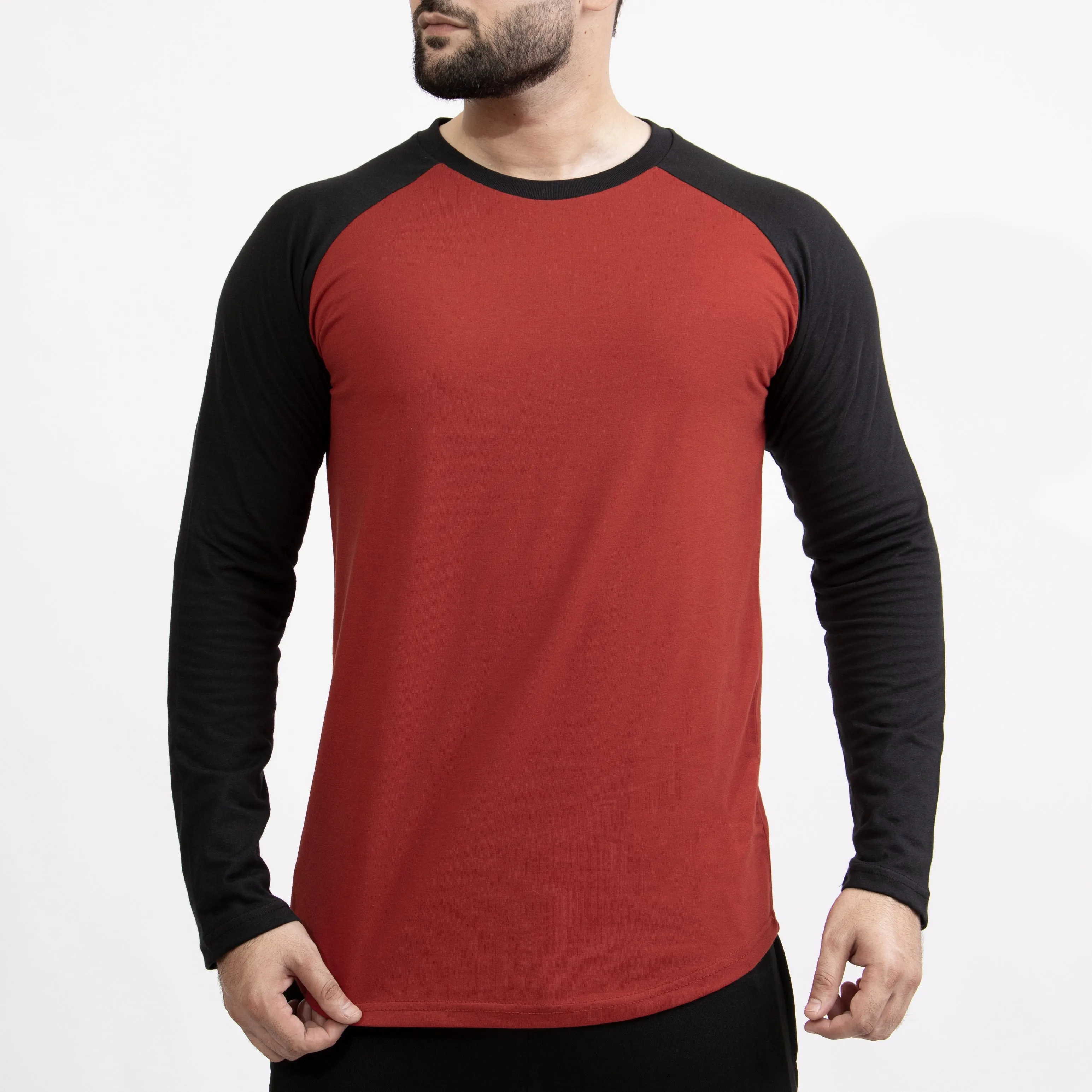 Rust & Black Raglan