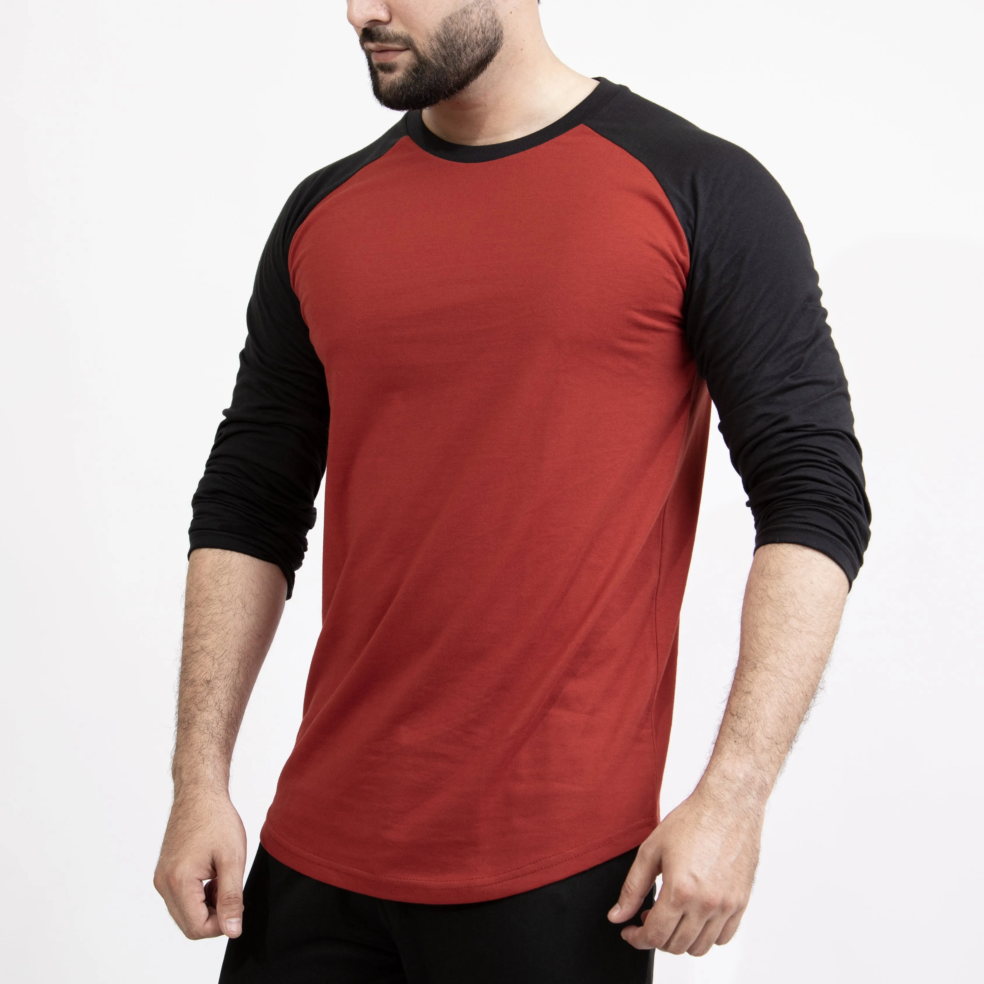 Rust & Black Raglan