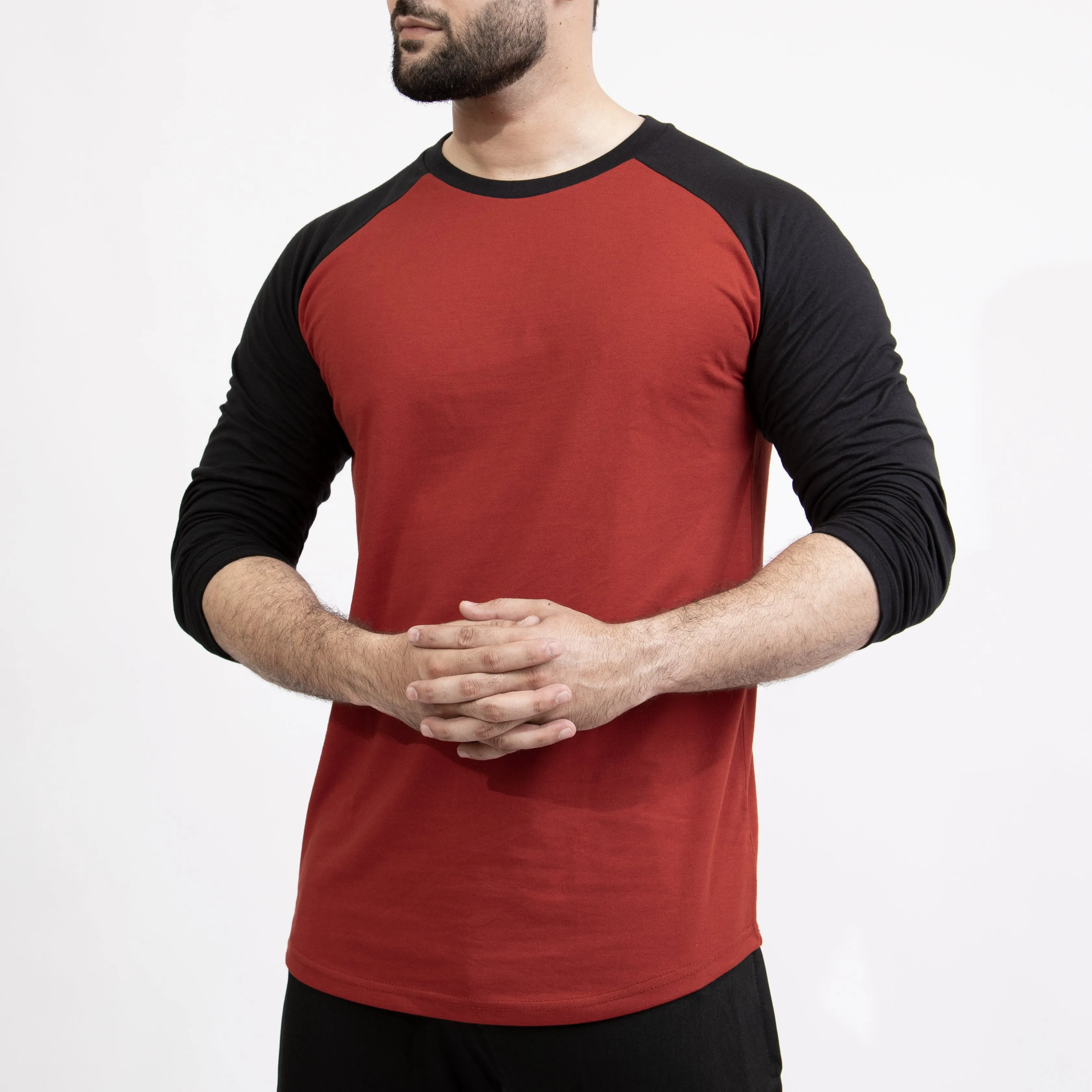 Rust & Black Raglan