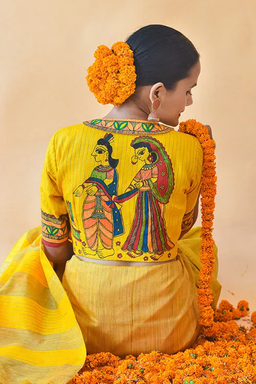 Saanjh Handpainted Madhubani Chanderi Blouse Gubbaro