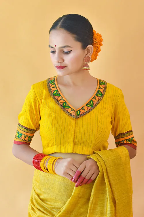 Saanjh Handpainted Madhubani Chanderi Blouse Gubbaro