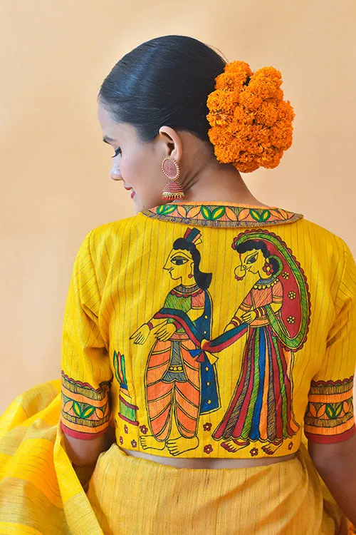 Saanjh Handpainted Madhubani Chanderi Blouse Gubbaro