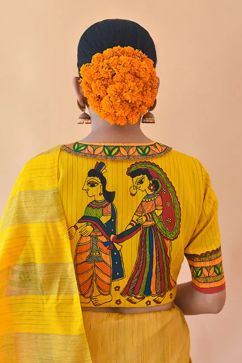 Saanjh Handpainted Madhubani Chanderi Blouse Gubbaro