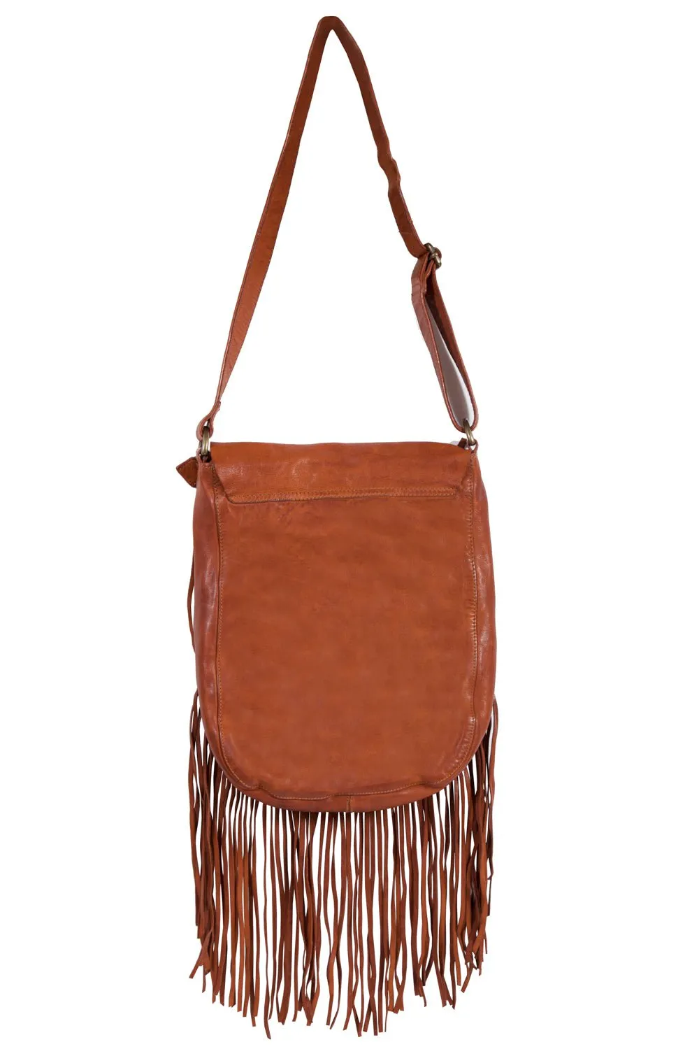 Scully Womens Tan Leather Pick Stitch Fringe Handbag