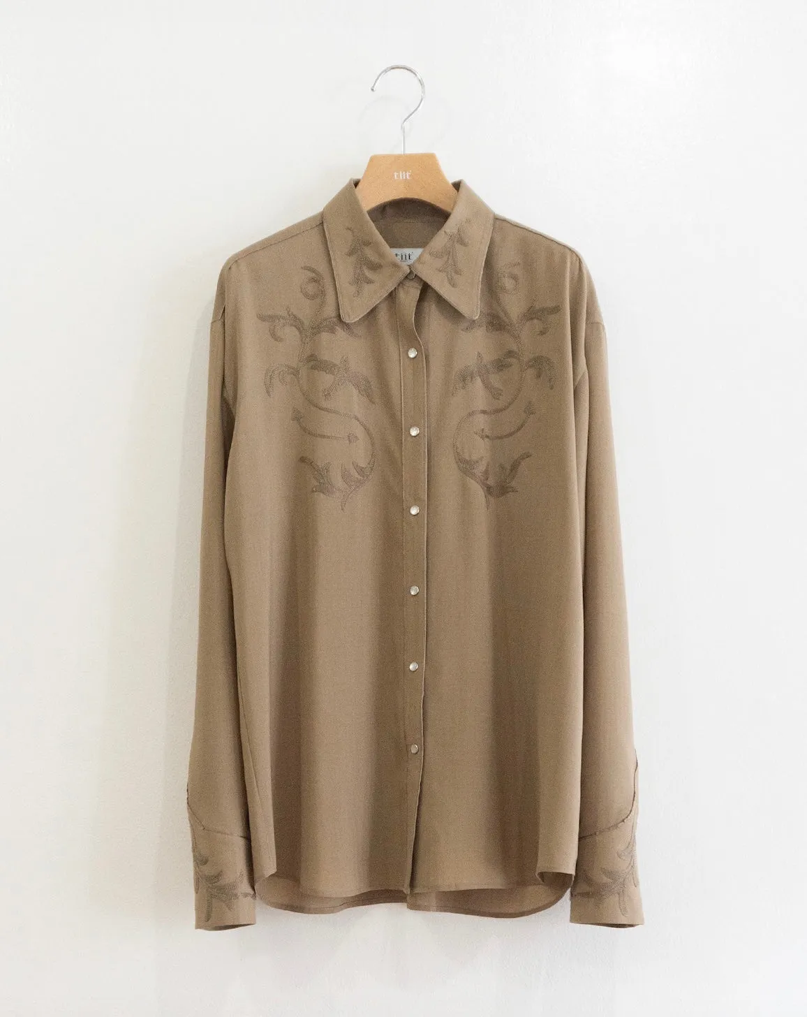 sheer emb western shirt