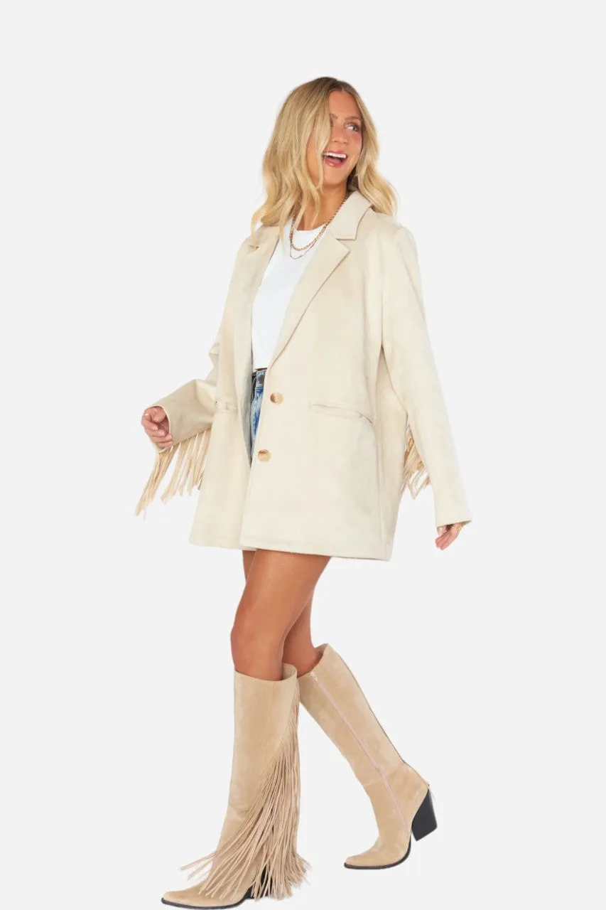 Show Me Your Mumu Sierra Fringe Jacket in Cream