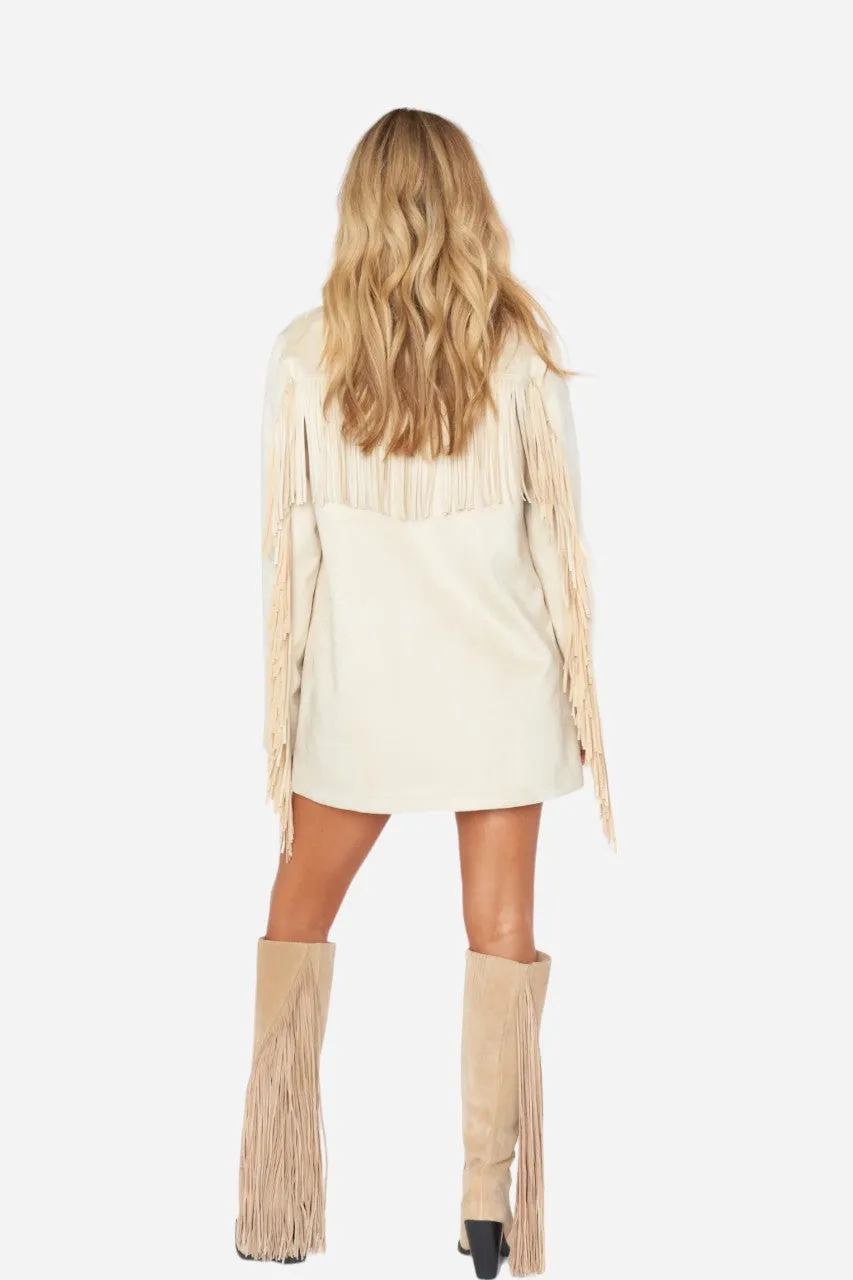 Show Me Your Mumu Sierra Fringe Jacket in Cream