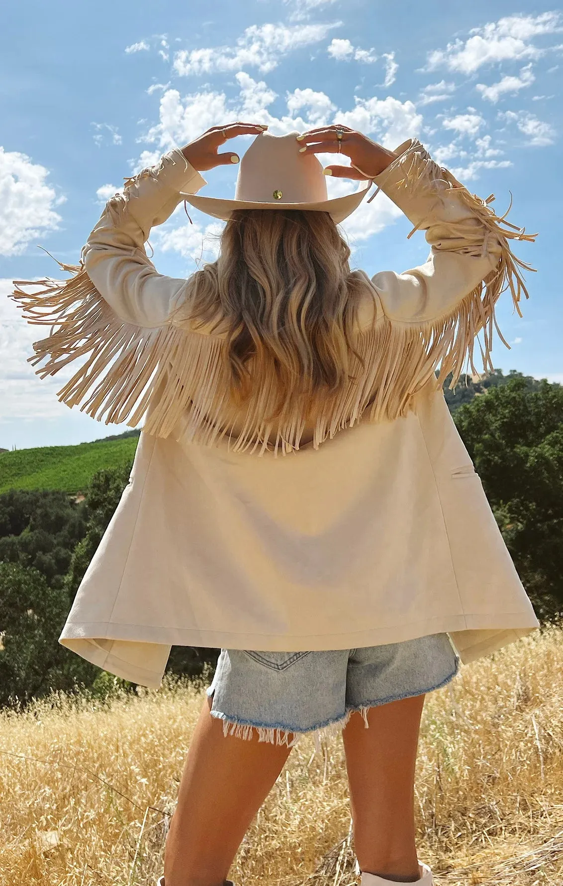 Show Me Your Mumu Sierra Fringe Jacket in Cream