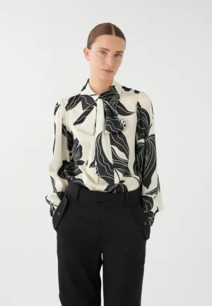 Silk Printed Tie Neck Blouse