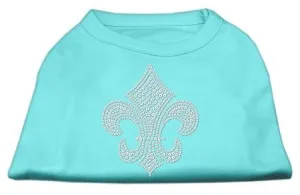 Silver Fleur de lis Rhinestone Shirts Aqua XXL (18)