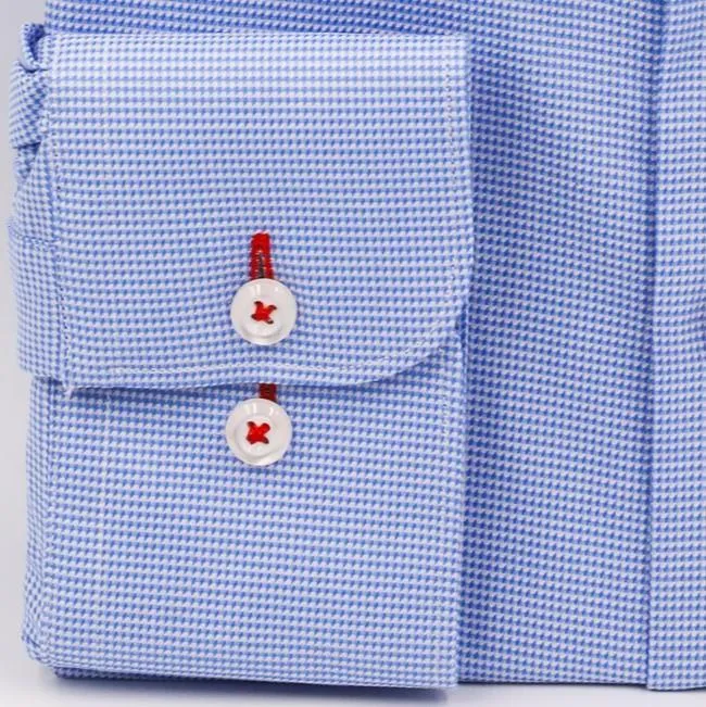 Sky Blue  Micro Houndstooth Non Iron Egyptian Cotton Dress Shirt