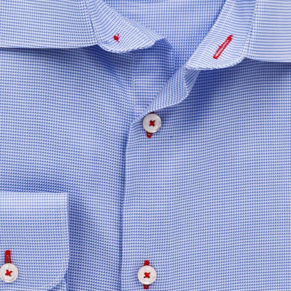 Sky Blue  Micro Houndstooth Non Iron Egyptian Cotton Dress Shirt