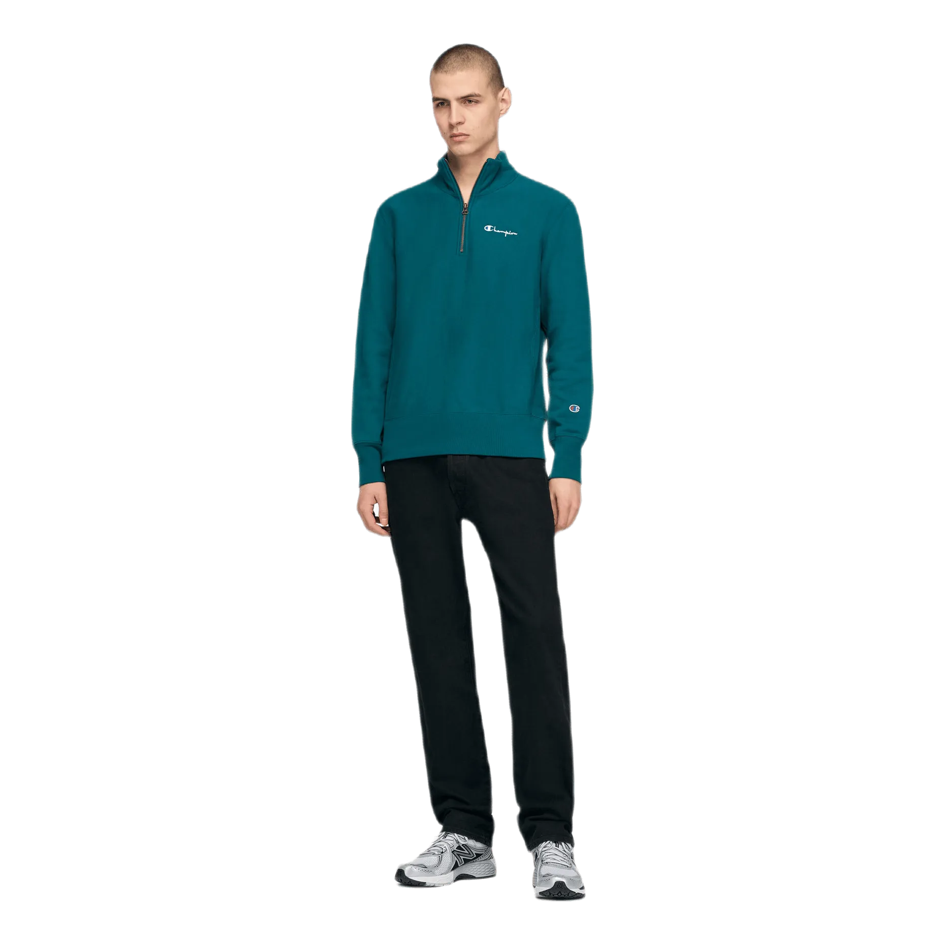 Small Script Half Zip Sweatshi Green