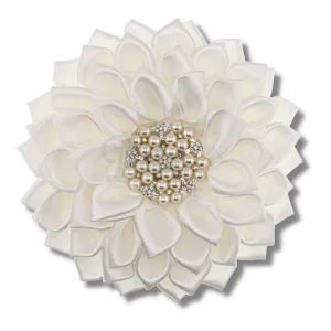 Uninterrupted White Silk Flower Brooch