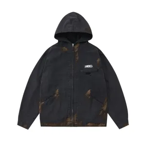 URBAN CAMO DISTRESSED HOODED JACKET