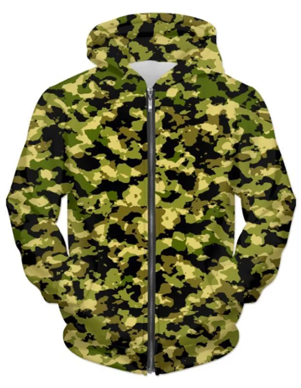 Urban Camo Zip-Up Hoodie - Unisex & Eco-Friendly