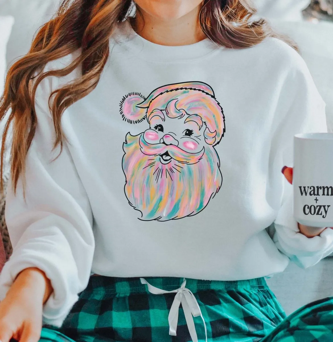 Watercolor Santa Wholesale Crewneck Sweatshirt