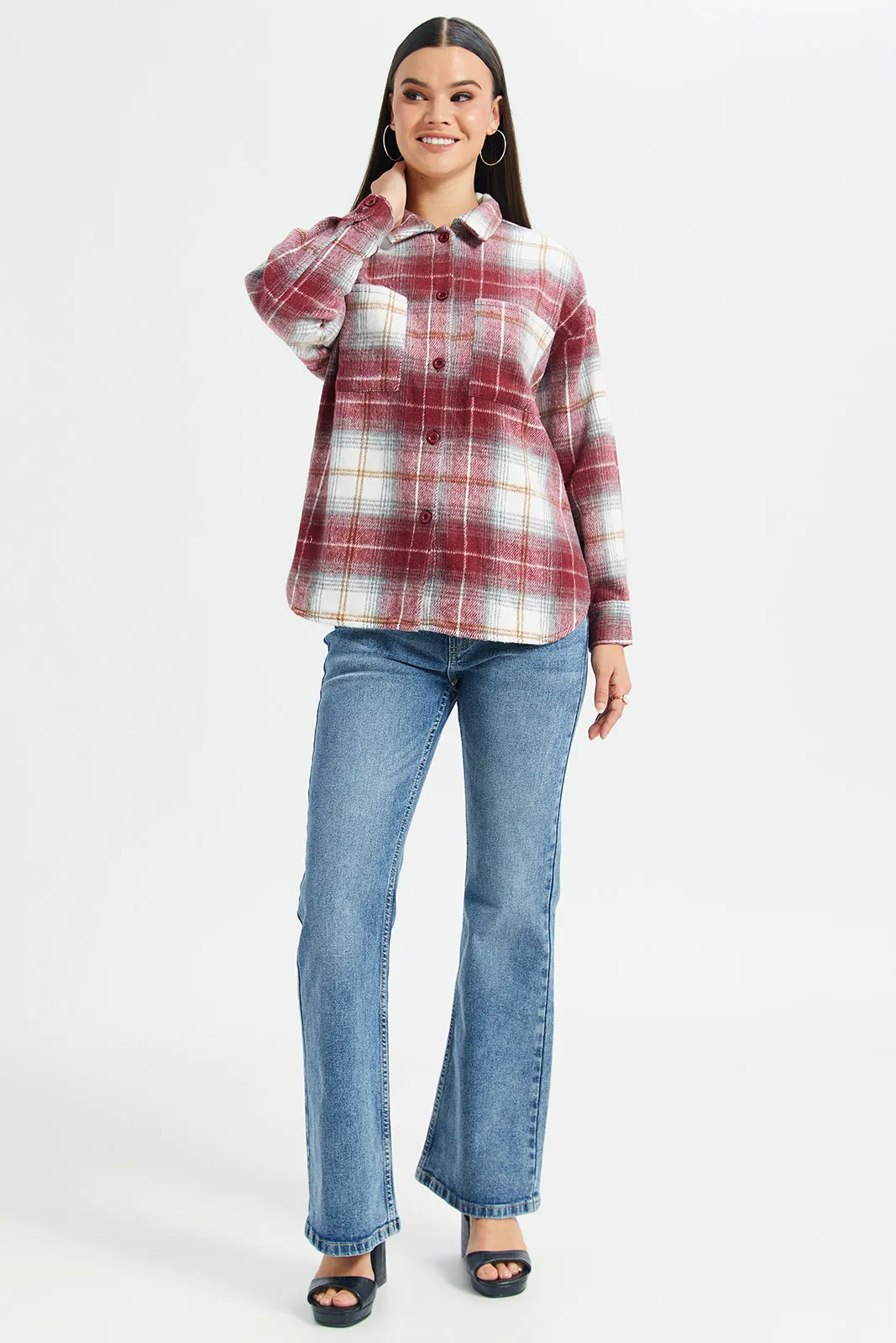 Women Assorted Checkered Brushed Shirt