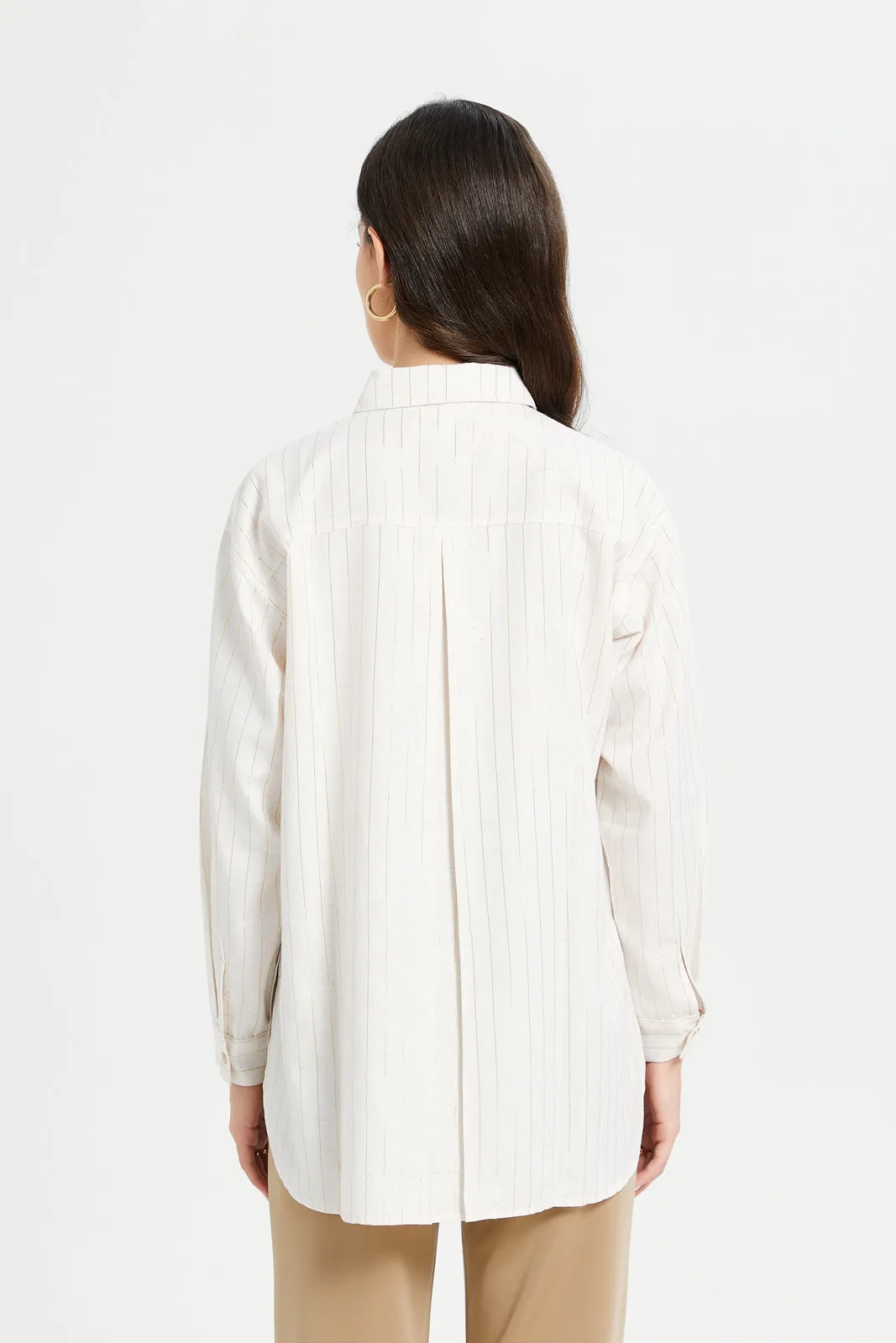 Women Ivory Striped Shirt