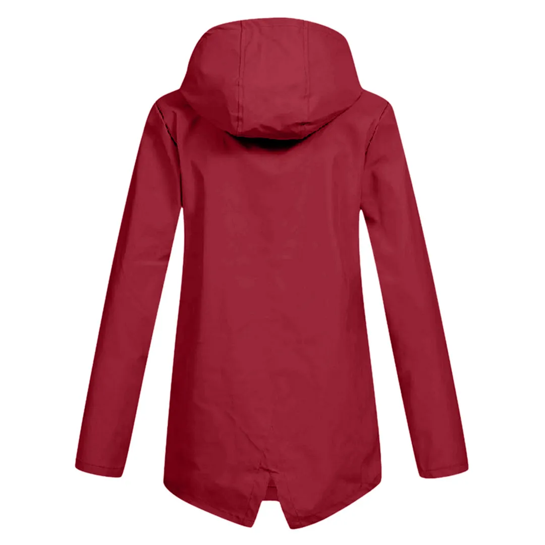 Women's Casual Hooded Raincoat with Pocket | Ideal for Autumn/Winter