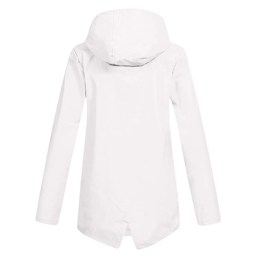 Women's Casual Hooded Raincoat with Pocket | Ideal for Autumn/Winter