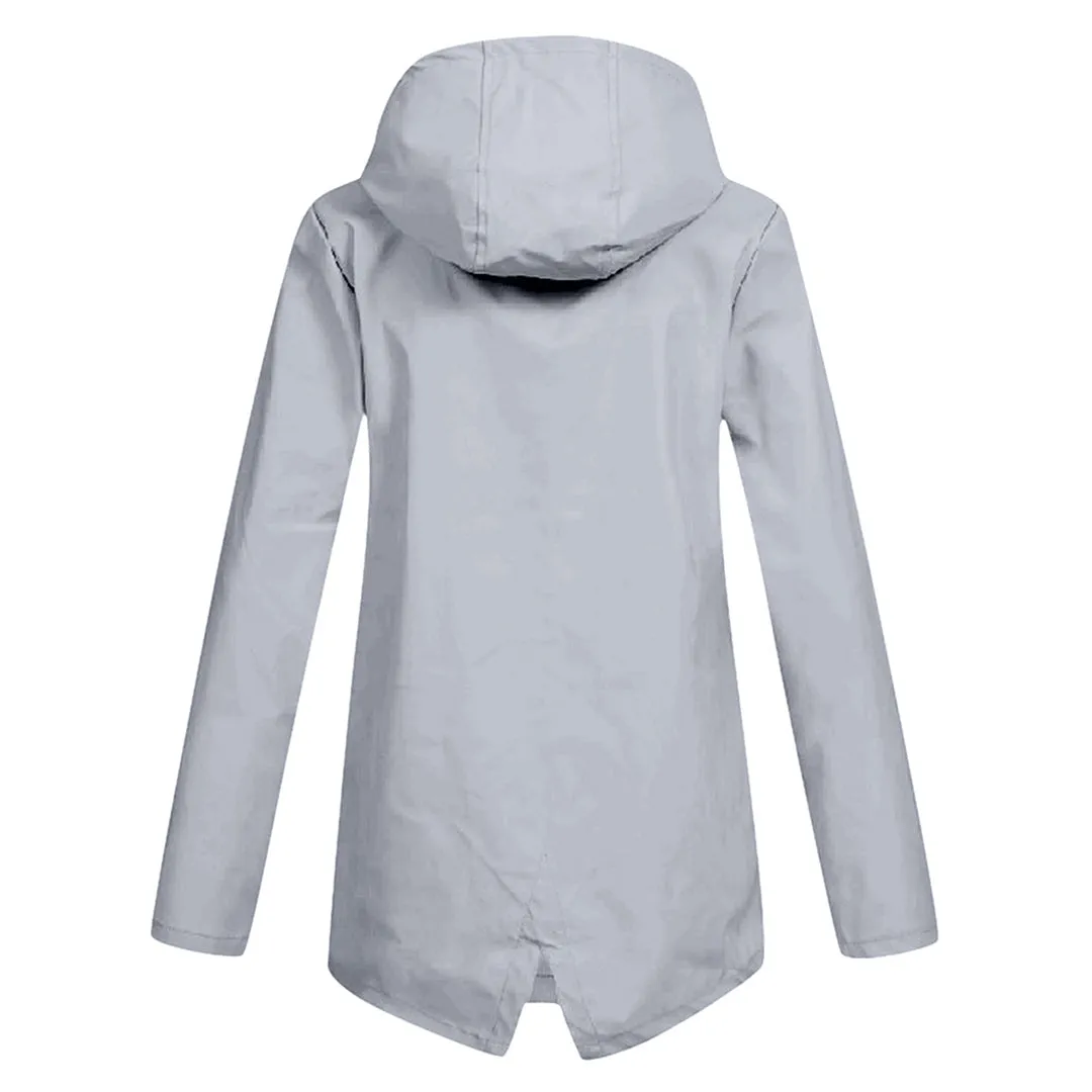 Women's Casual Hooded Raincoat with Pocket | Ideal for Autumn/Winter